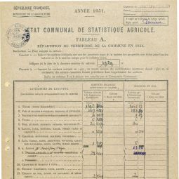 tat communal de statistique agricole : rpartition du territoire de Chteau-Porcien en 1951 (cote 56W 32)