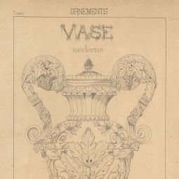 Ornements - Vase moderne, 1892. Dessin sur papier ralis en 3me anne  lcole professionnelle de Montherm, 30 x 45 cm. Collection particulire.