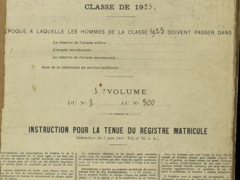 Registre matricule 1923