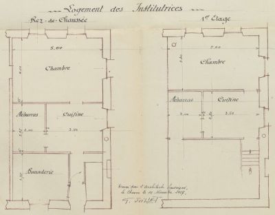 Plan du logement des institutrices, commune du Chesne, 1927 (cote : 10O/LE-CHESNE 1)