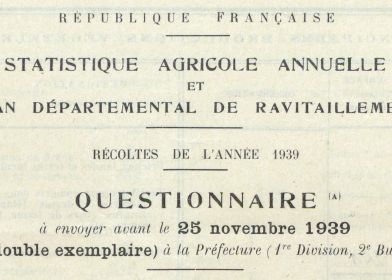 En-tête utilisé en 1938 sur les questionnaires de statistique agricole annuelle envoyés aux communes par la direction départementale de l’Agriculture.