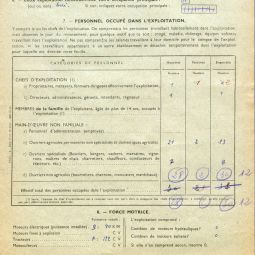 Extrait d’une feuille d’exploitation agricole concernant une ferme d’Avançon lors du dénombrement de 1946 (cote 53W 2)