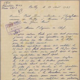 Lettre d’un cultivateur de Ballay au sujet de la répartition du produit de la vente des biens de la W.O.L., 19 août 1947 (AD08, 11R 522)