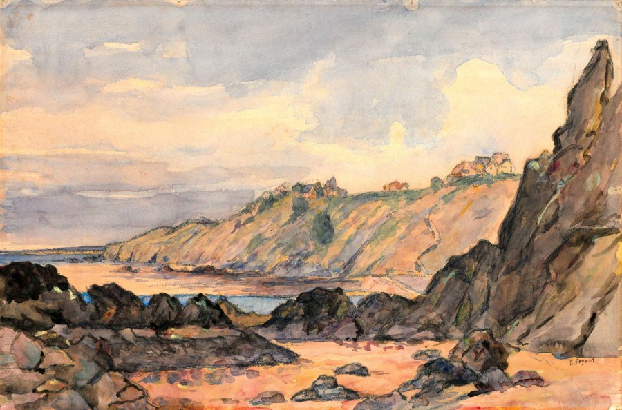Les falaises à Granville (Manche), 1928. Aquarelle sur papier, 31,5 x 48 cm. Collection particulière.