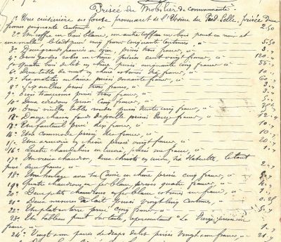 Extrait d’un inventaire après décès du 28 janvier 1899 devant Maître Terrien, notaire à Fumay