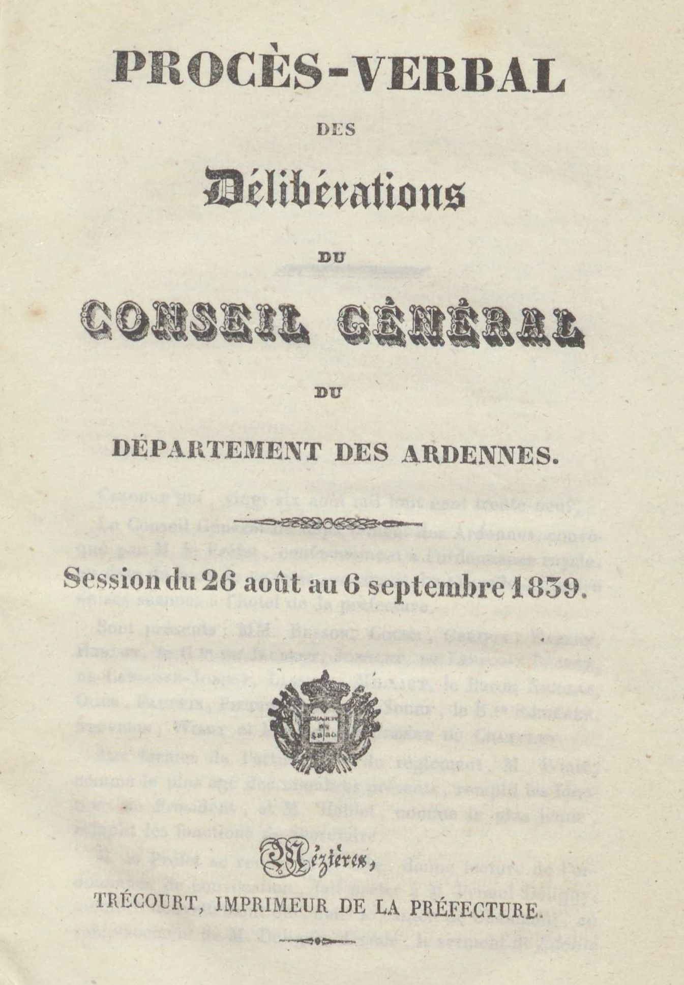 Procès-verbaux du Conseil général des Ardennes